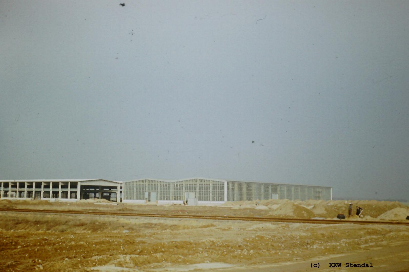 DDR KKW Baustellenfoto 1979, Hallen für Importausrüstungen 