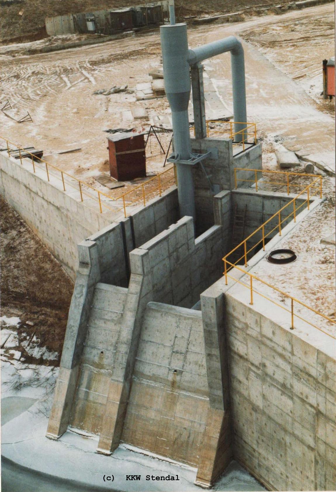  KKW Stendal, Baustelle 1990, Nebenkühlwasser Block A , Absturzbauwerk 