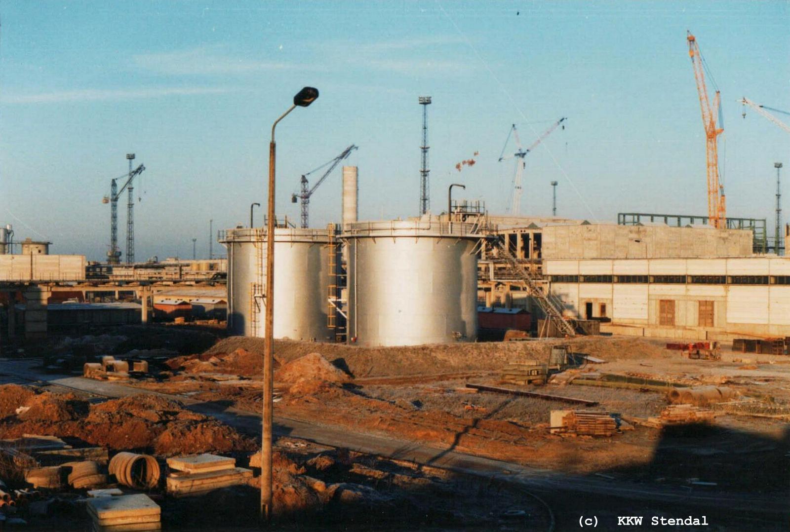  KKW Stendal, Baustelle 1990, Großtanklager Dieselkraftstoff 